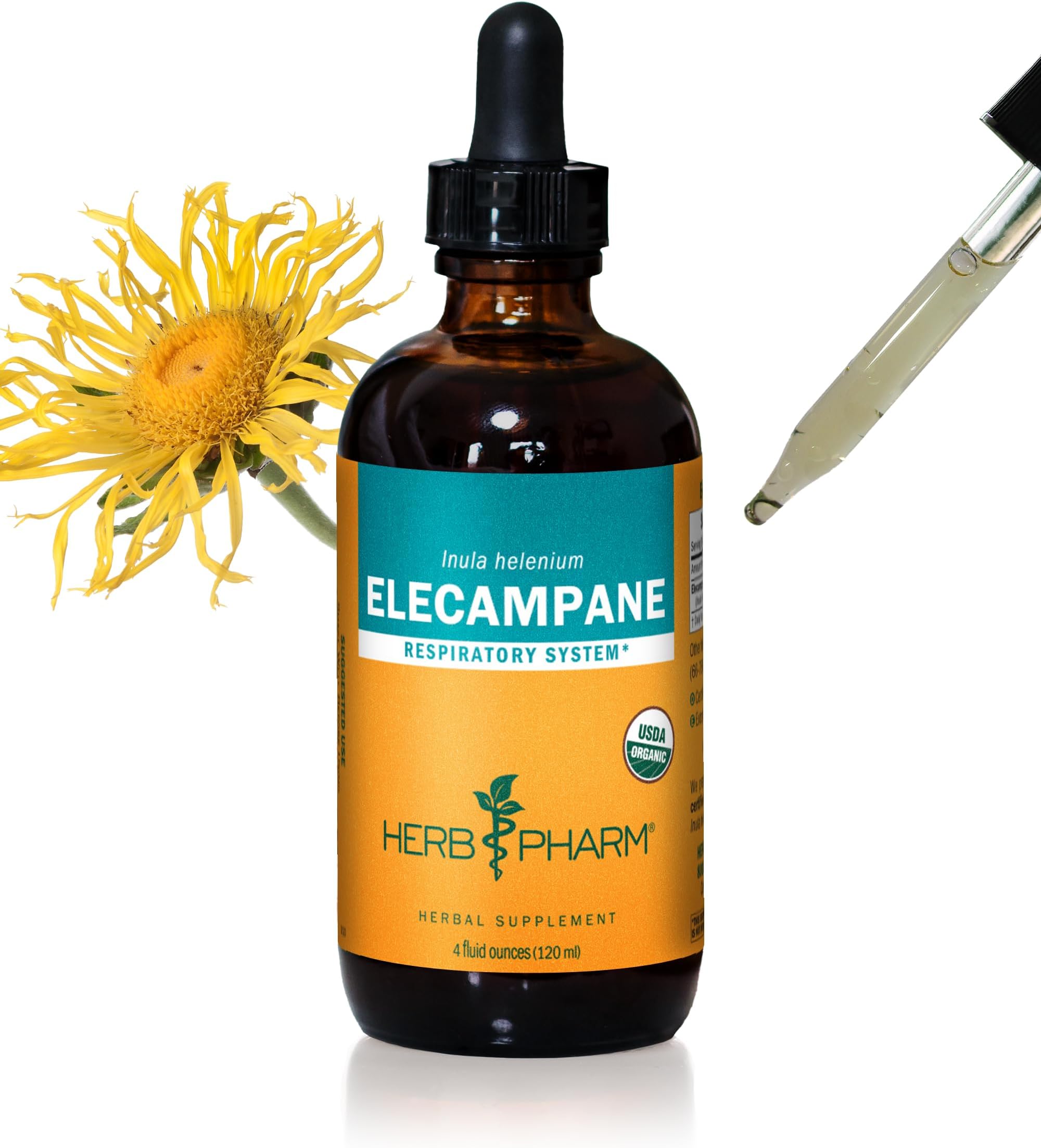Certified Organic Elecampane Liquid Extract for Respiratory System Support - 4 Ounce
