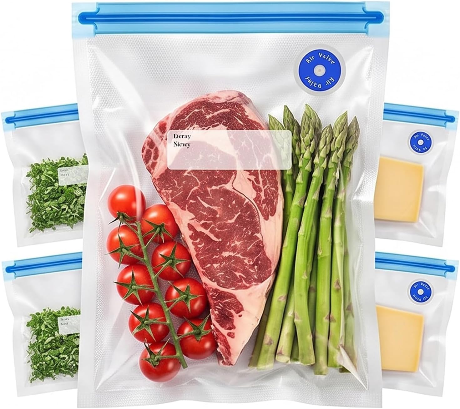 Reusable Vacuum Sealer Bags for Food, 10 PCS (Size 8.66" x 8.3") BPA-Free Food Storage Bags with Air Valve, Leak-Proof & Odor-Resistant for Freshness Preservation