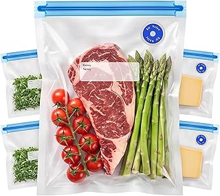 Reusable BPA Free Vacuum Sealer Bags (8.66 * 8.4in), Plastic, Clear, Double Zipper Seal, Microwaveable, Food Storage, Cooking 10 PCS