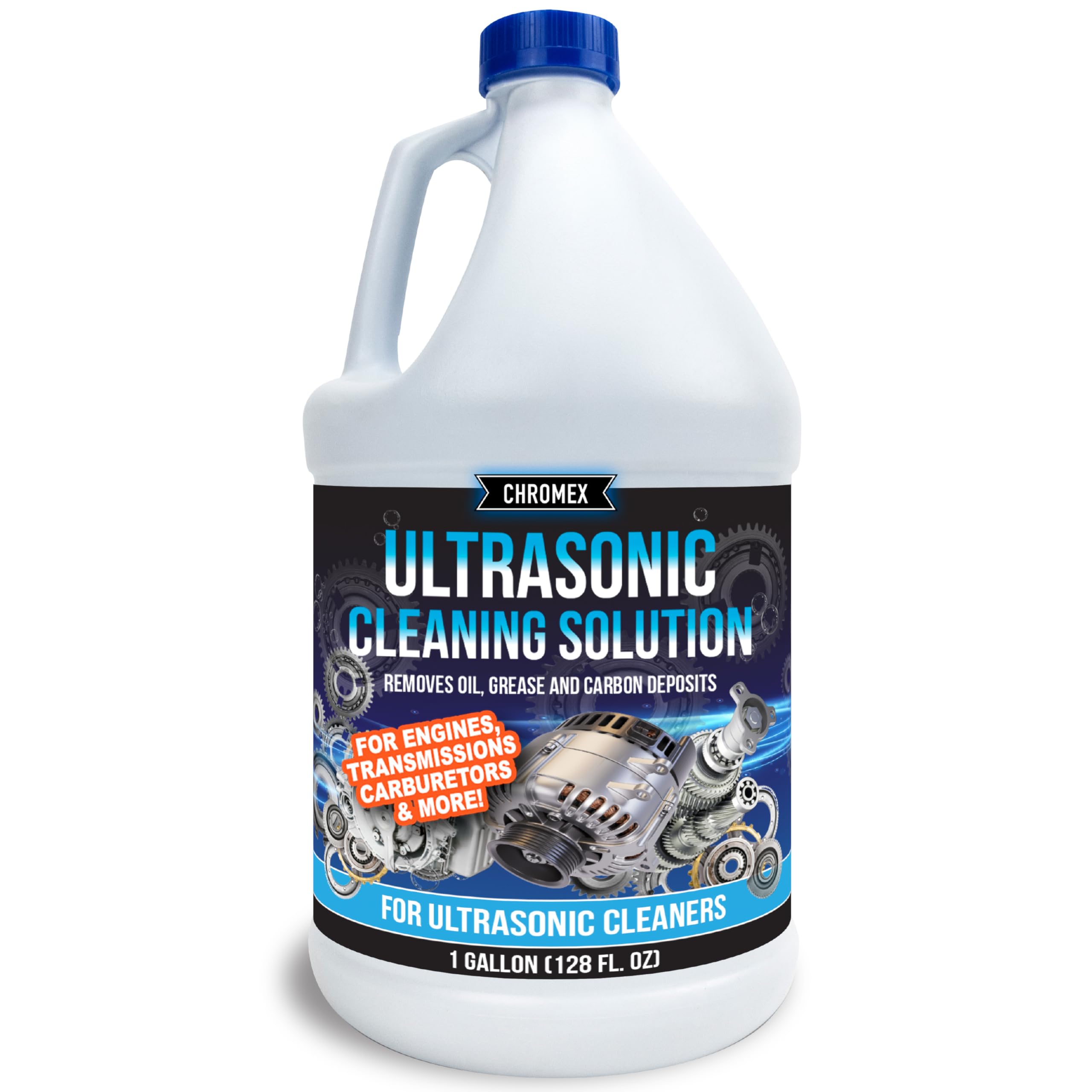 Chromex Ultrasonic Carburetor &amp; Engine Parts Cleaning Solution - Concentrated Degreaser for Aluminum, Brass &amp; Steel - 1 Gallon