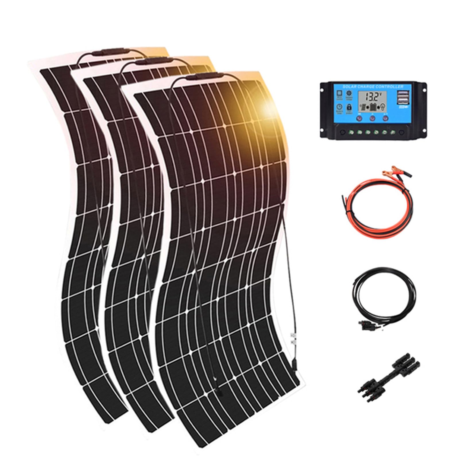 SXYKXYDL 800W Solar Panel Kit, 400W Flexible Monocrystalline Solar Panel Kit with 60A Solar Controller for Home, Caravan, Boat