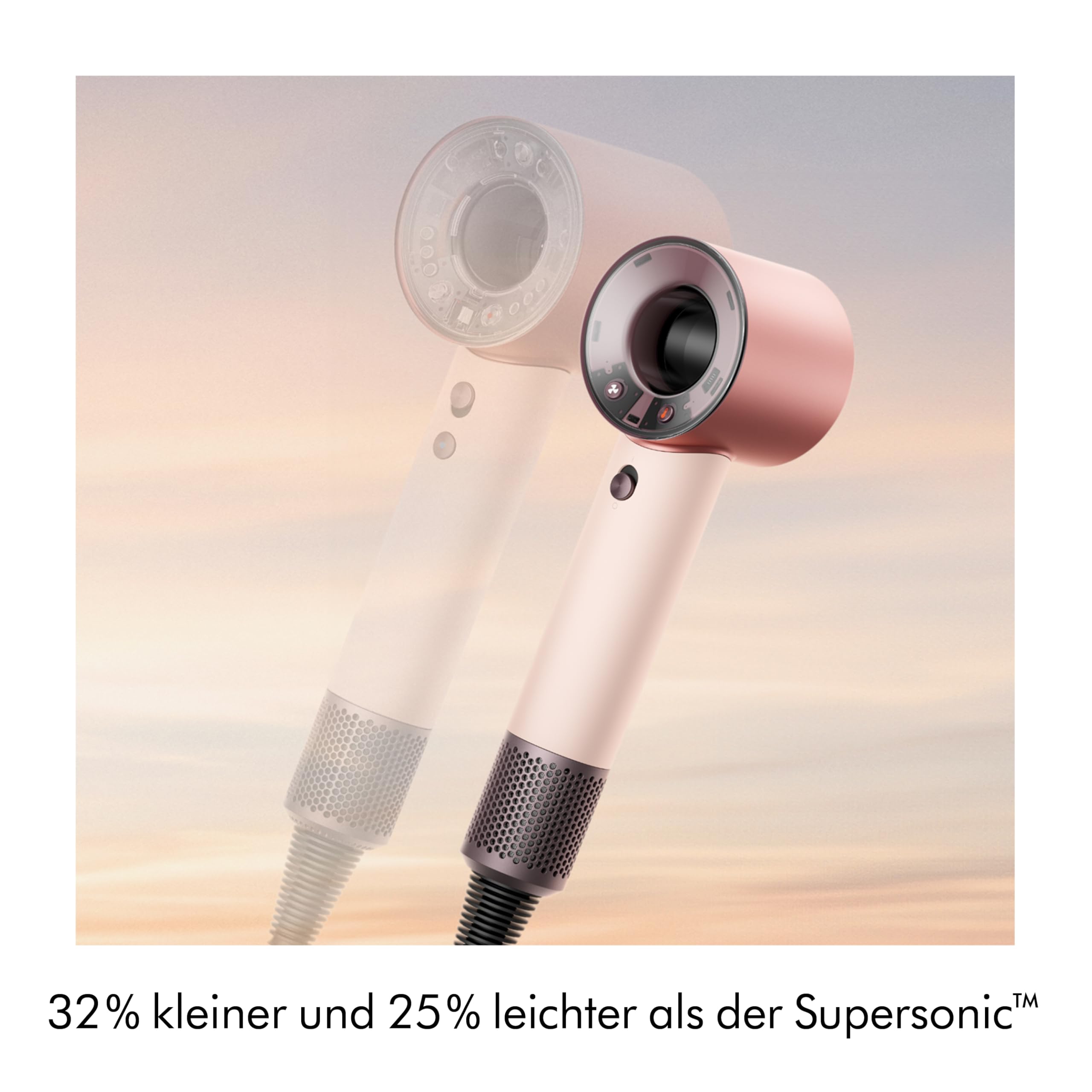 Dyson Supersonic Travel™ Haartrockner – Kompakt & Leicht, Schnelles Trocknen, 1220W, Universaler EU-Stecker, Intelligente Temperaturregulierung, ideal zum Reisen, Ceramic Pink/Rose Gold