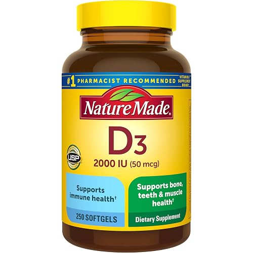 Nature Made Vitamin D3 2000 IU (50 mcg), 250 Vitamin D Softgels