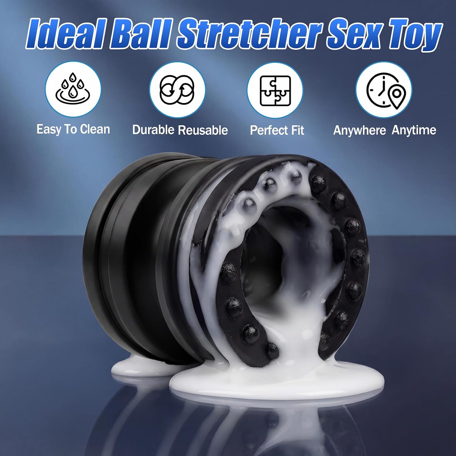 Penis Rings Ball Stretcher Sex Toys for Men Erection Enhancing Stronger - 4 Sizes, Soft Stretchy Silicone, Adjustable Dual Reinforcement Testicle Toys, Penis Sleeve Cock Ring Set, Cock and Ball Ring