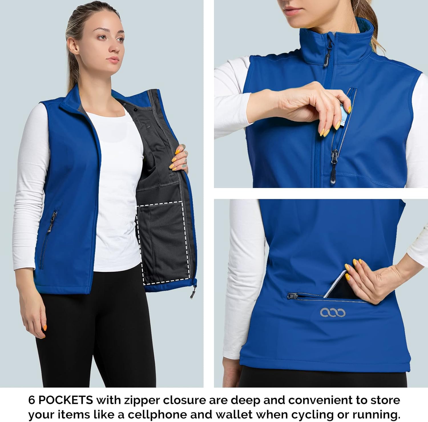 33,000ft Women's Lightweight Running Vest Outerwear with Pockets, Windproof Sleeveless Jacket for Golf Hiking Travel - Image 2