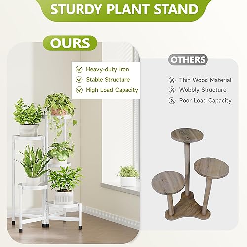 Miniatura 6 de Soporte para plantas de 5 niveles para interiores, soporte escalonado para plantas al aire libre para múltiples plantas, estante de esquina para