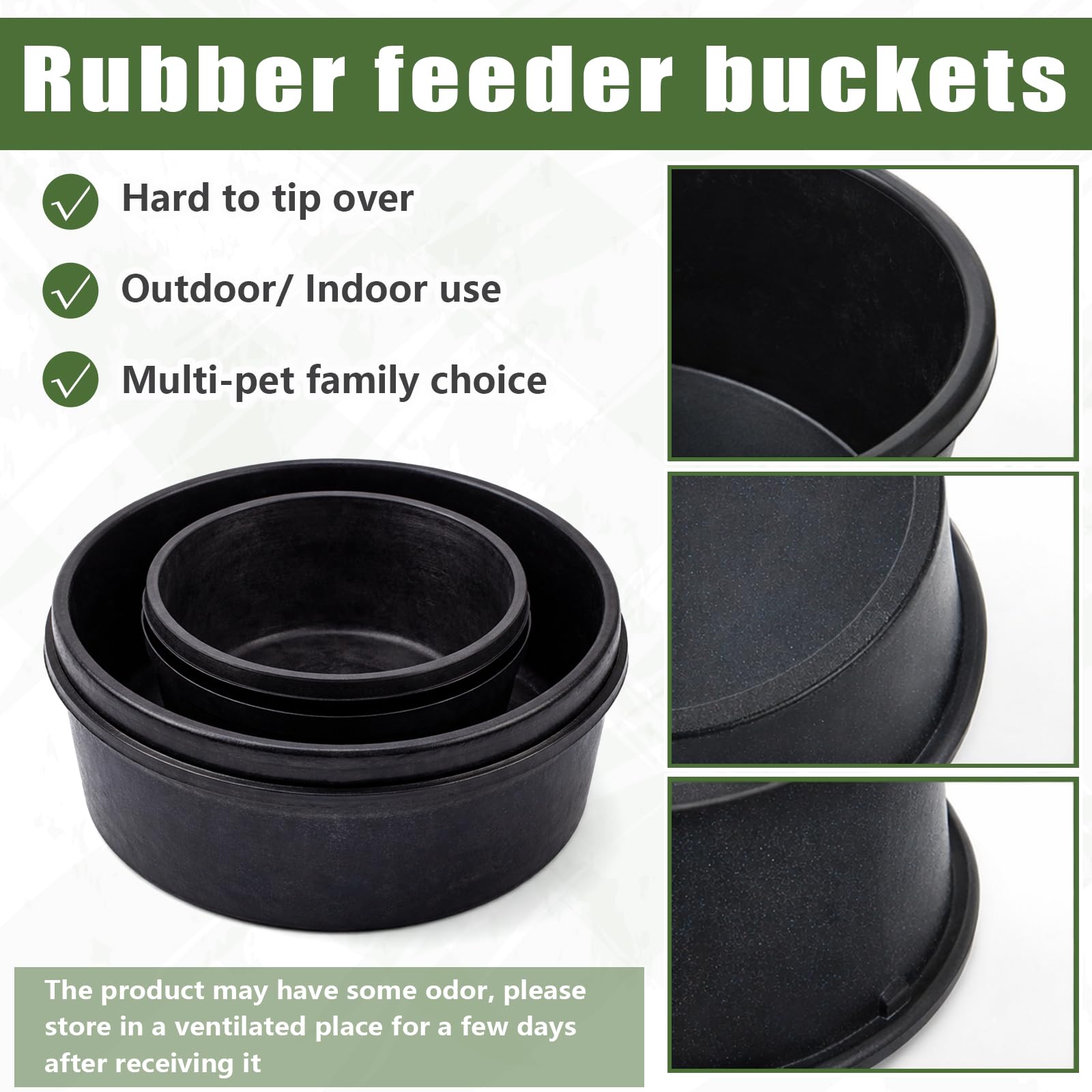 Sadnyy Gummi-Futterspfanne, 4 Stück, 1 Quart/0,25 Gallonen und 4 Quart/1 Gallonen Futterwanne Wassertrog Gummischüssel Bad Staubbehälter für Huhn Ente Schwein Hunde Katzen Ziegen Pferde Outdoor