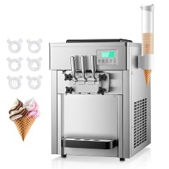 Commercial Ice Cream Machine 5 3-7 4 Gal H 3 Flavors Countertop Soft Serve Ice Cream Machine with