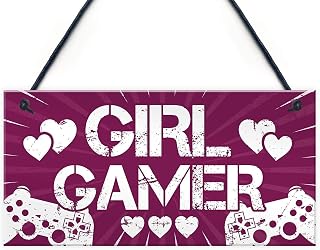 Girl Gamer Wooden Signs for Bedroom Novelty Door Sign Gamer Gifts for Women Birthday Gifts for Daughter Sister 10x5(BW794)