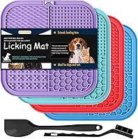 AUSINCERE 4-Pack Lick Mats for Dogs & Cats - 7.9" Suction Cup Licking Pads, Slow Feeder for Bathing Grooming Training