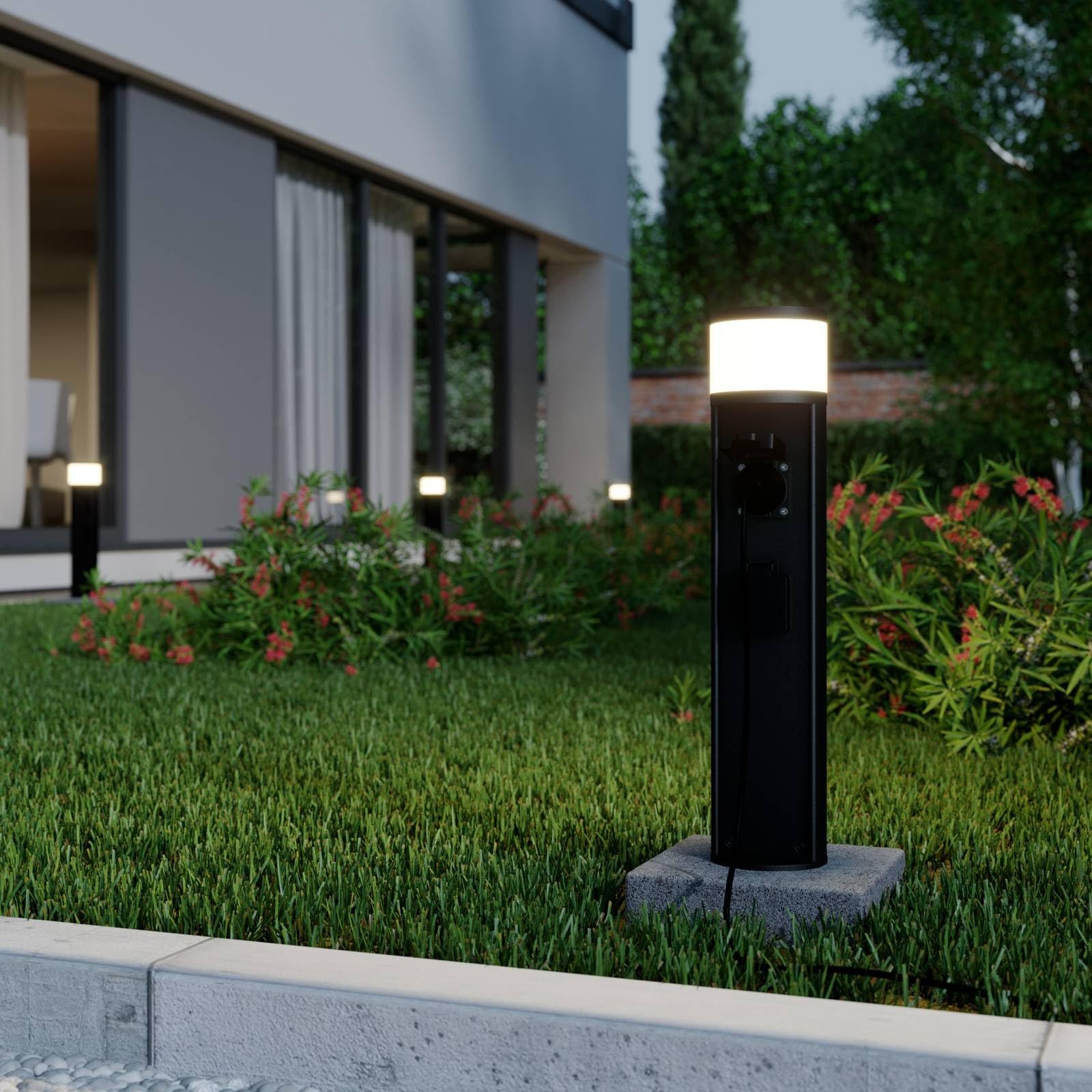 Lucande Luminaire extérieur Corban à intensité variable en Gris Aluminium (1 lampe,à G9), Borne lumineuse, borne luminaire pour socle