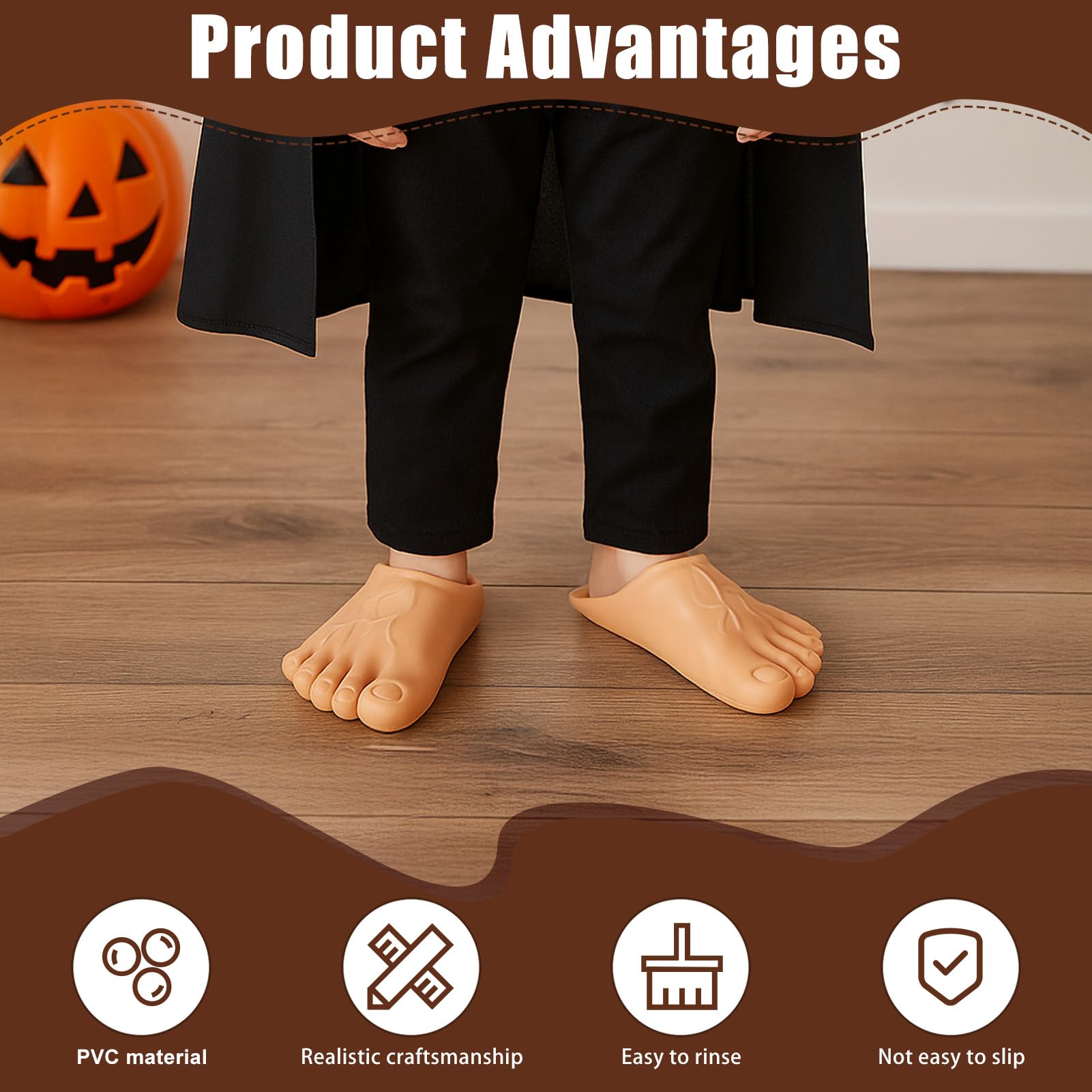 Lotnery Realistic Giant Feet Slippers, Funny Jumbo Foot Covers for Halloween Parties Size 27x13cm - Image 4