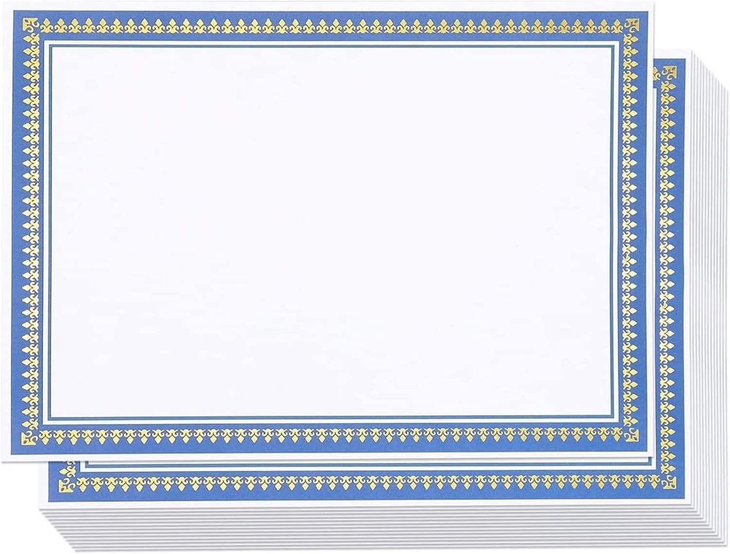 Certificate Paper with Gold and Blue Border, Award Certificates (White, 8.5 x 11 in, 50-Pack) : Office Products