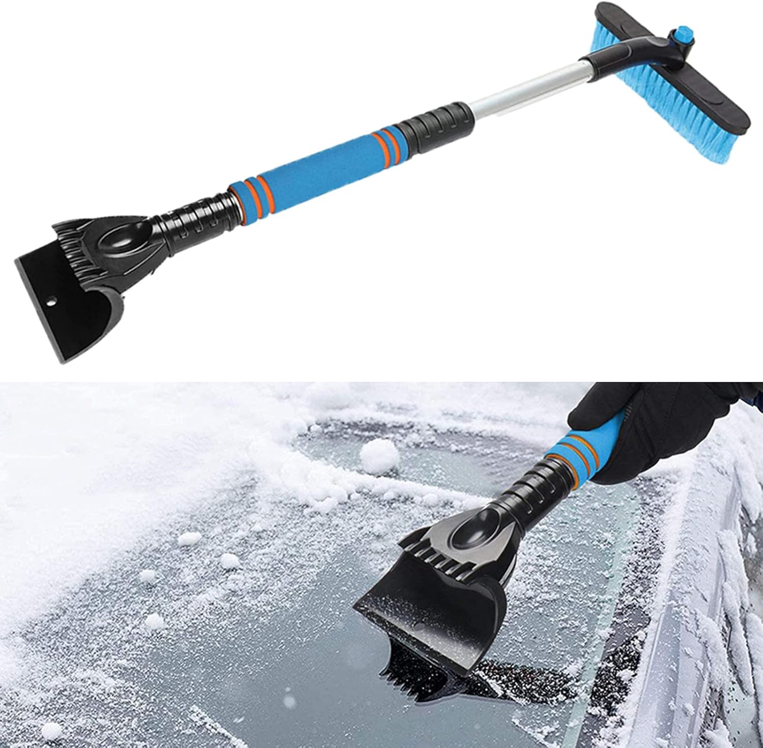 車のアイススクレーパー用スノーブラシ取り外し可能なハンドルとファネル付きスノーショベル