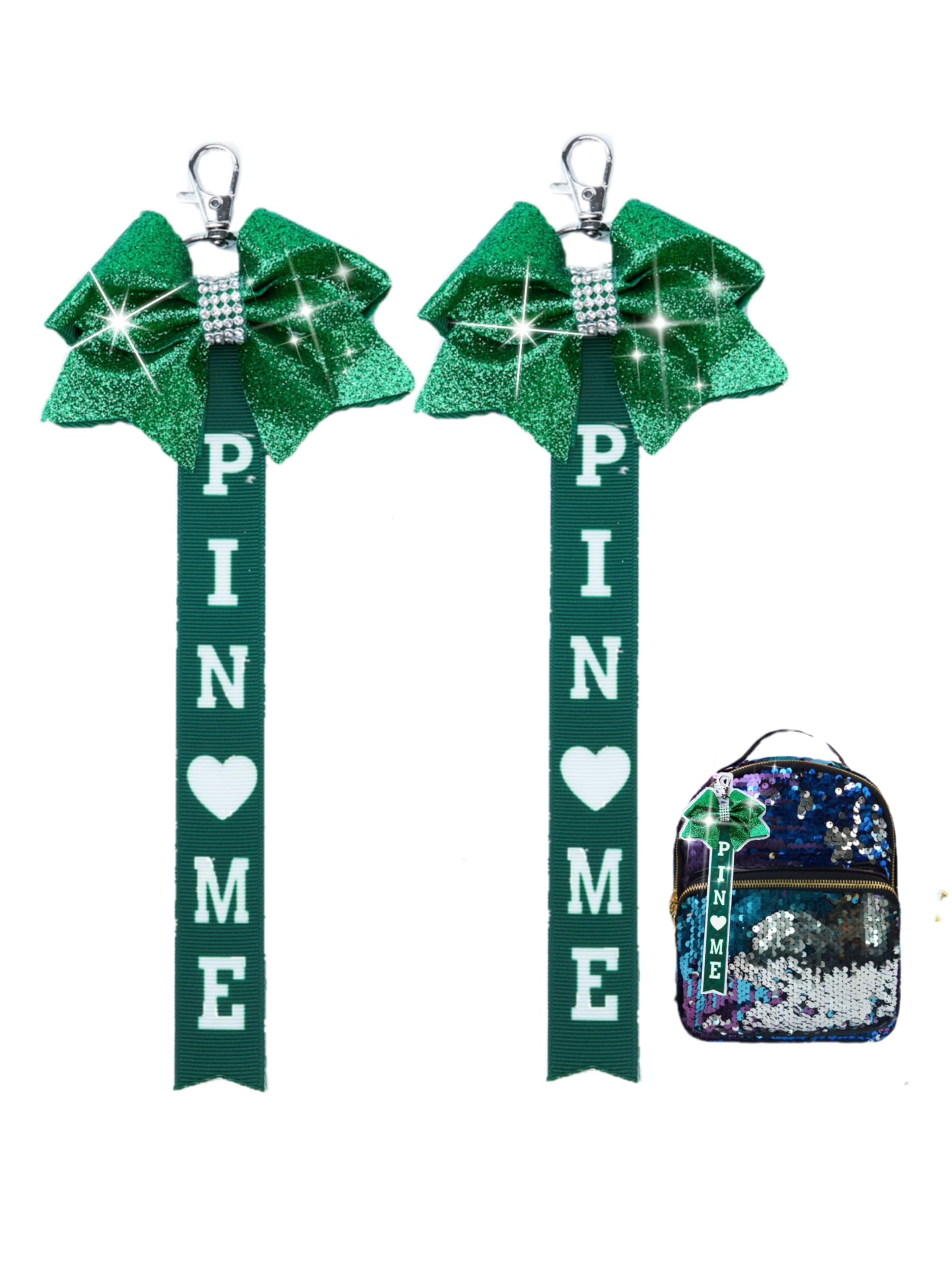 Cheer Pin Me Ribbon Cheerleader Pin Me Bow Cheer Bow Keychain with Rhinestones Cheerleading Sports Accessory Gift