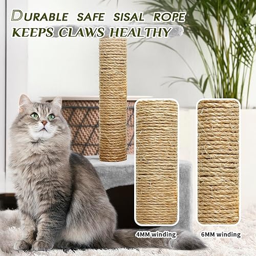 Miniatura 6 de Cuerda de sisal para rascador de gatos, 532 pulgadas de diámetro, cuerda de 164 pies para rascador de gatos, piezas de repuesto de torre de árbol,