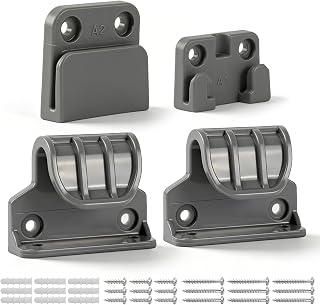 Retractable Baby Gate Replacement Parts Kit, Mesh Dog Gate Full Set Wall Mounting Hardware with Brackets Latches Anchors and Screws (Grey)