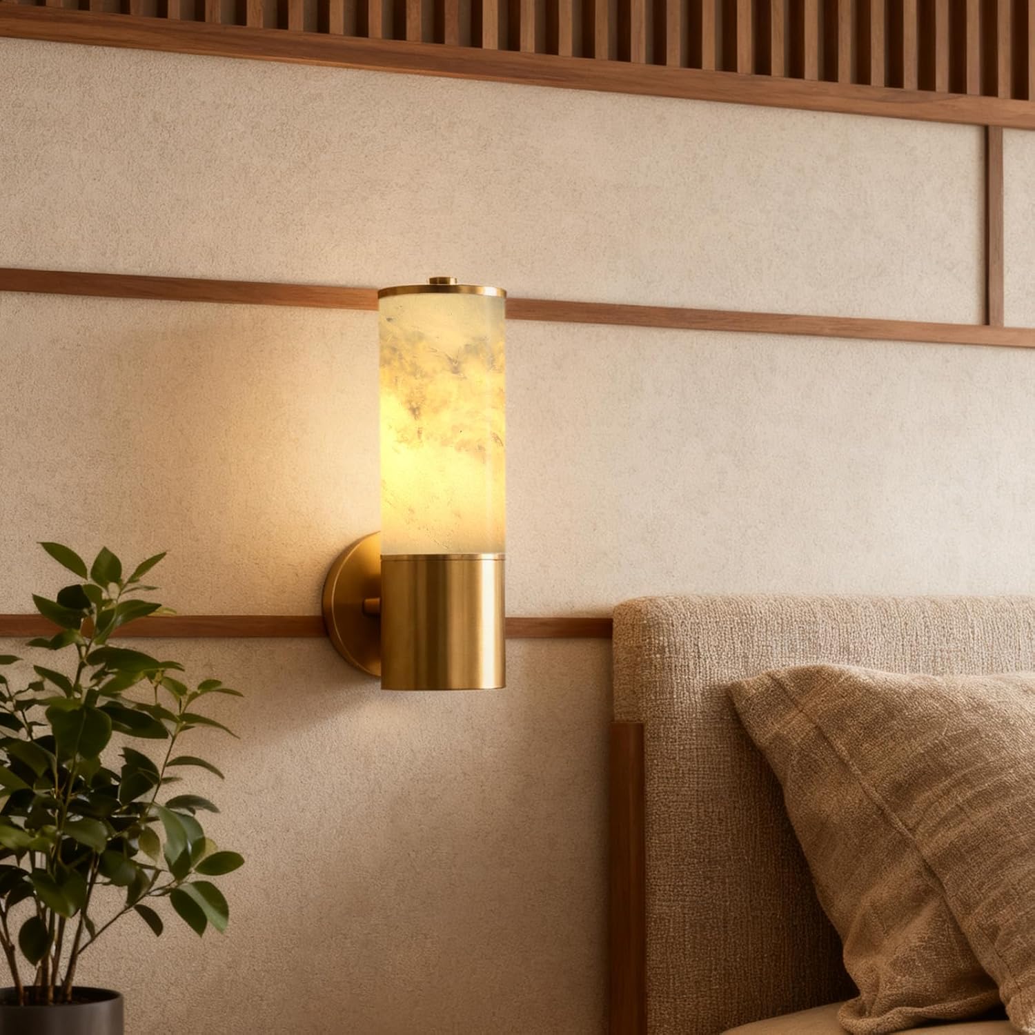 Wall Sconces Modern Sconces Wall Lighting Vanity Light Fixtures with Marble lampshade, Black Wall Mount Lights for Living Room Corridor Mirror Bedroom Stairs(Bulb Include) (Gold, 1 pcs)