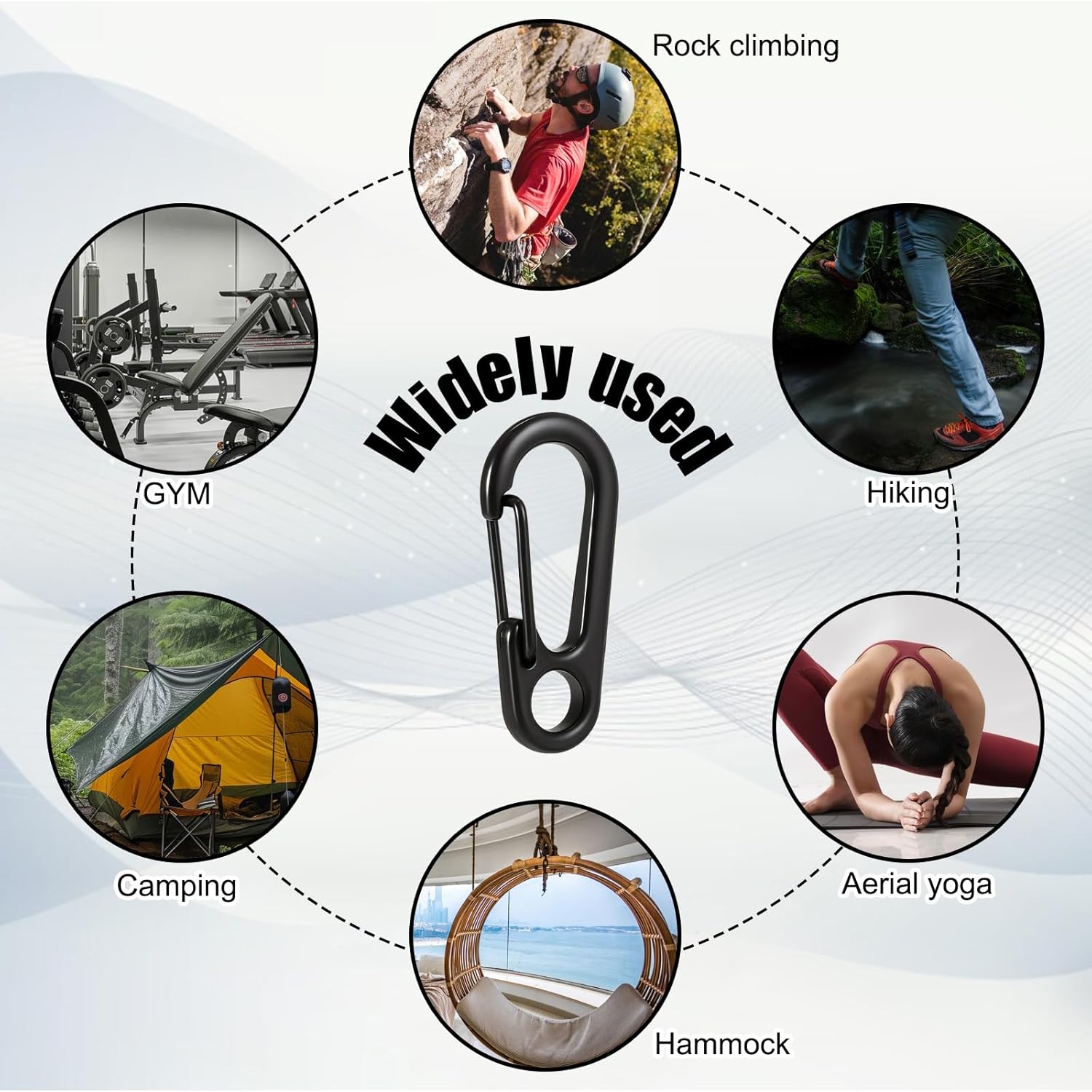 10 Pcs Mini Carabiner, Small Carabiner Clip Tiny Alloy Quick Release Carabiners Keychain Clips Multi-Purpose Spring Snap Hook for Outdoor Hiking Fishing Camping Backpack Accessories - Image 4