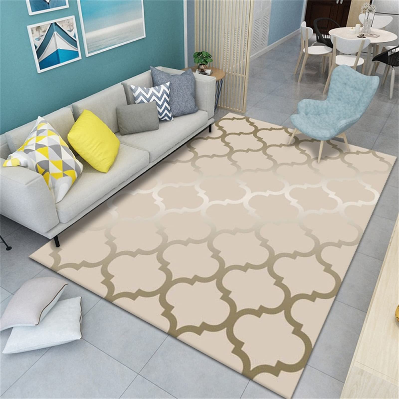 Tapis doux chambre 160x200cm au design géométrique haut de gamme