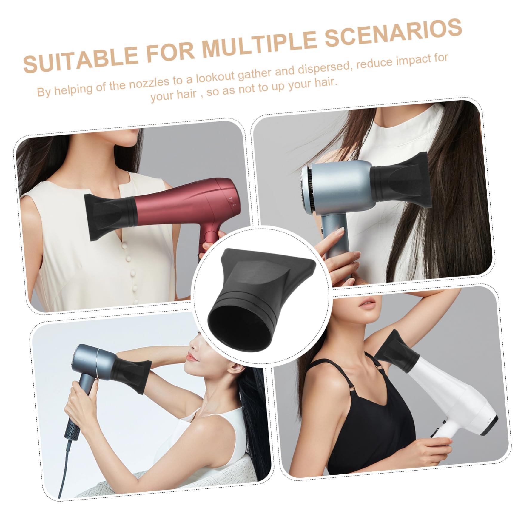 Boquilla difusora universal para secador de pelo, accesorio de nailon negro para un mejor estilo y control del encrespamiento, se adapta a secadores de pelo de 1.57 a 1.89 pulgadas 8