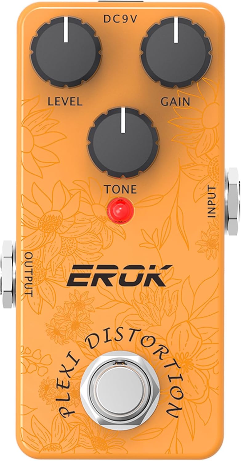 EROK Plexi Dis Pedal - Classic British Rock Tone, Wide Gain Range, True Bypass, Mini Size - Ideal for Blues/Rock Metal Style