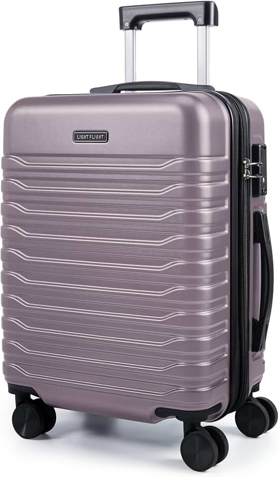 LIGHT FLIGHT Expandable Carry On Luggage 22x14x9 Airline Approved with Double Spinner Wheels, 20 Inch Lightweight Hard Shell Rolli