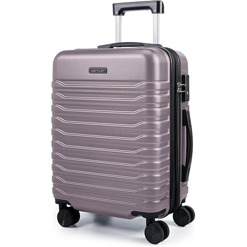 LIGHT FLIGHT Expandable 20" Carry On Luggage 22x14x9, TSA Lock, Rose Purple | Lightweight Suitcase with Double Spinner Wheels