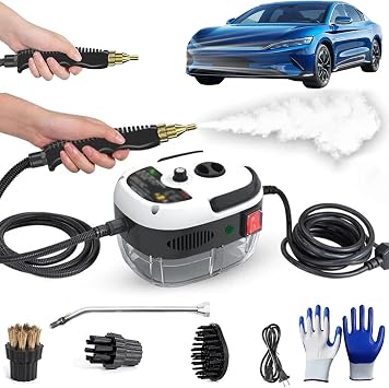 Car Steam Cleaner 2500w High-Temp Portable Machine, Steam Cleaner, 2500w Handheld High-Temperature Pressurized SteamCleaner, With Gloves, For Home, Auto Detailing White
