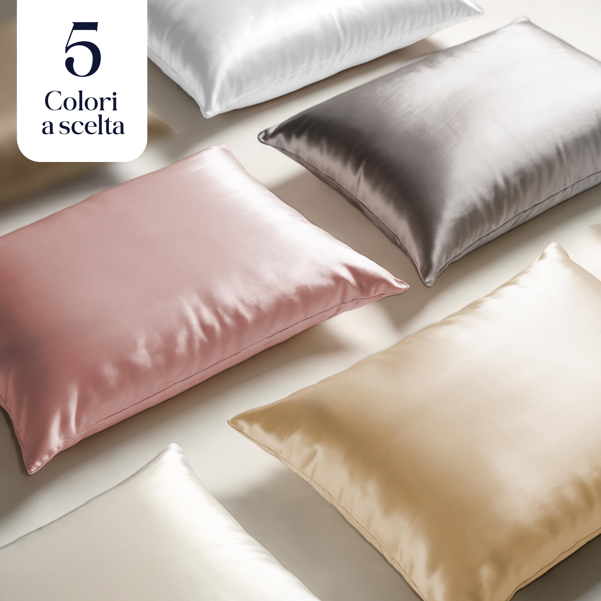 Dreamzie Federa per cuscino in seta 50 x 75, 100% seta di gelso, 19 momme naturali, certificata Oeko-TEX – benefici per capelli e pelle anti-invecchiamento, colore: bianco