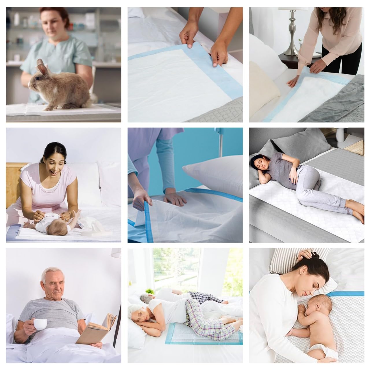 30 Pcs Empapadores Cama Adultos 80x150cm - Protector Cama Impermeable, Desechable Adultos y Bebés - Absorbente y Antideslizante - Pack de Empapadores Grandes para Incontinencia, Cama-Sofá