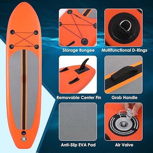 Vista 15 de TLSUNNY 10FT Inflatable Stand Up Paddle Board, 3 Fins Paddleboard with Full SUP Accessories for All Skill Levels, Portable Two-Way Hand Pump and