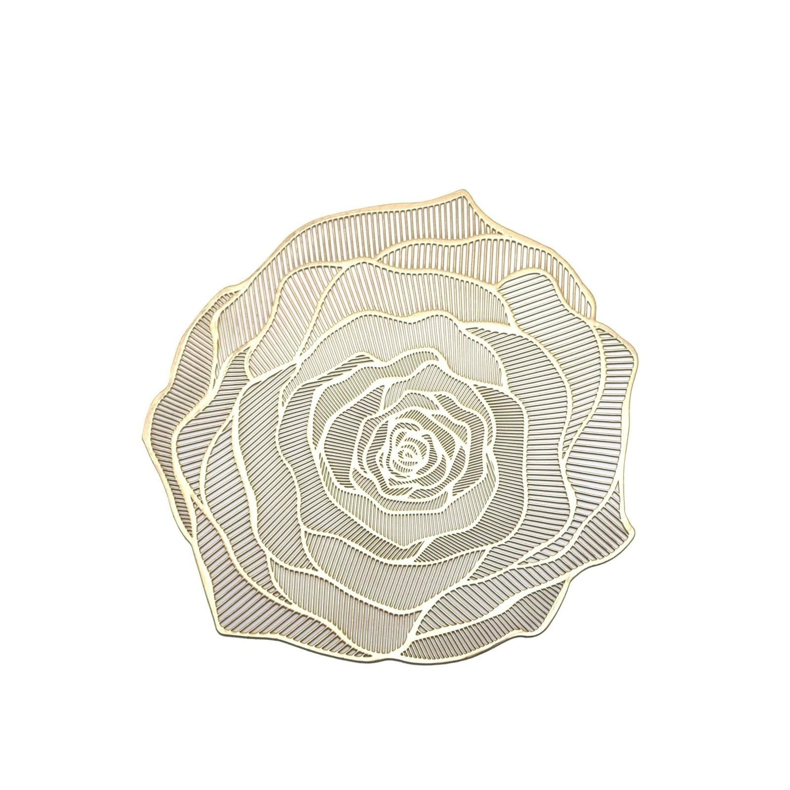 Set de table rose et doré bohème en PVC lavable de 38 cm pour decoration de table chic (Lot de 10)