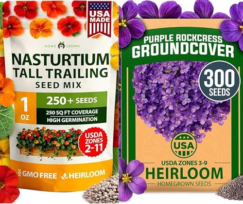 HOME GROWN Nasturtium Seeds Dwarf Tall Trailing Mix 250 &