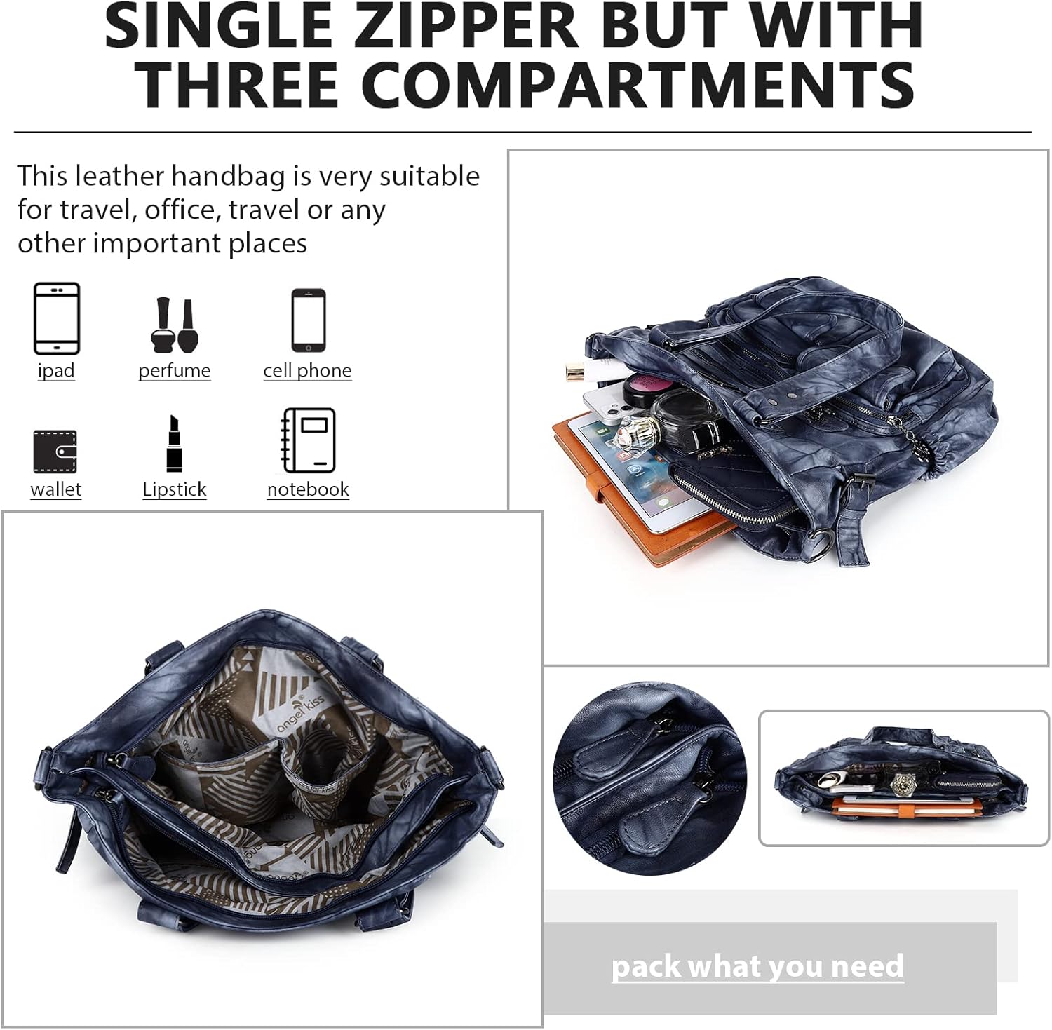 Angelkiss Purses Handbags for Women PU Tote Satchel Bags for Women Pockets Shoulder Bags… | PU, Bags, Pockets - Image 6