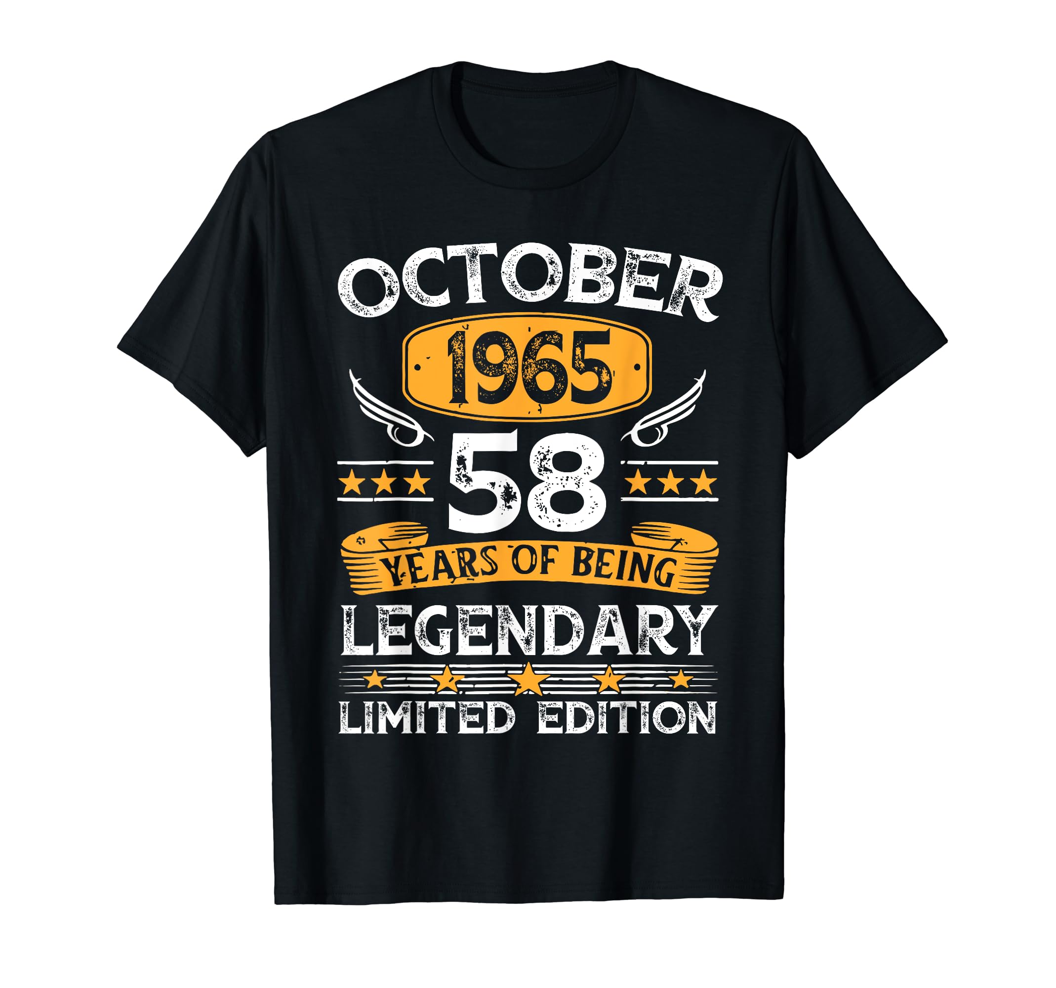 CatVintage October 1965 58 Years Old Gifts 58th Birthday Mens T-Shirt