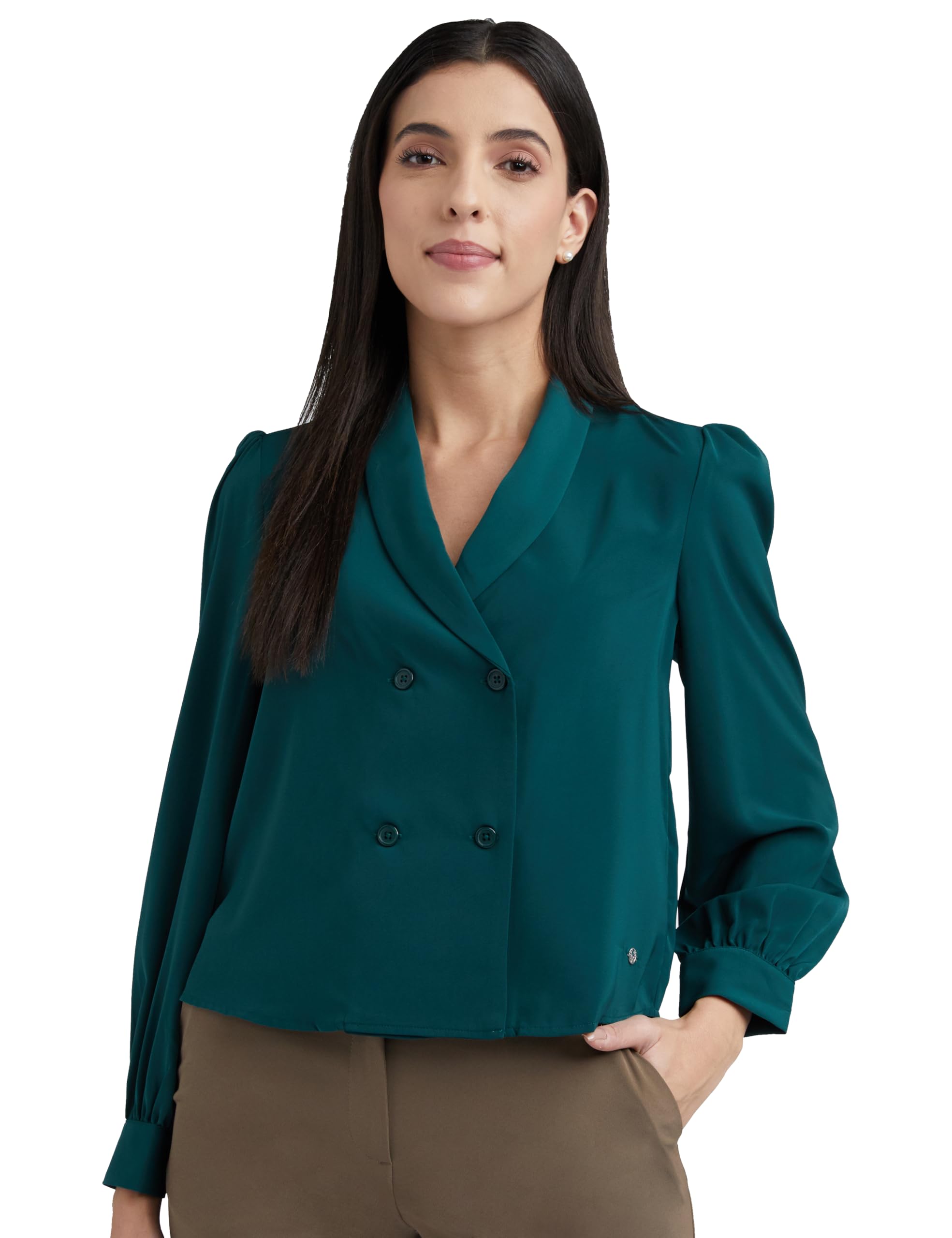 allen solly Women's Solid Regular Fit Blouse-picture-47
