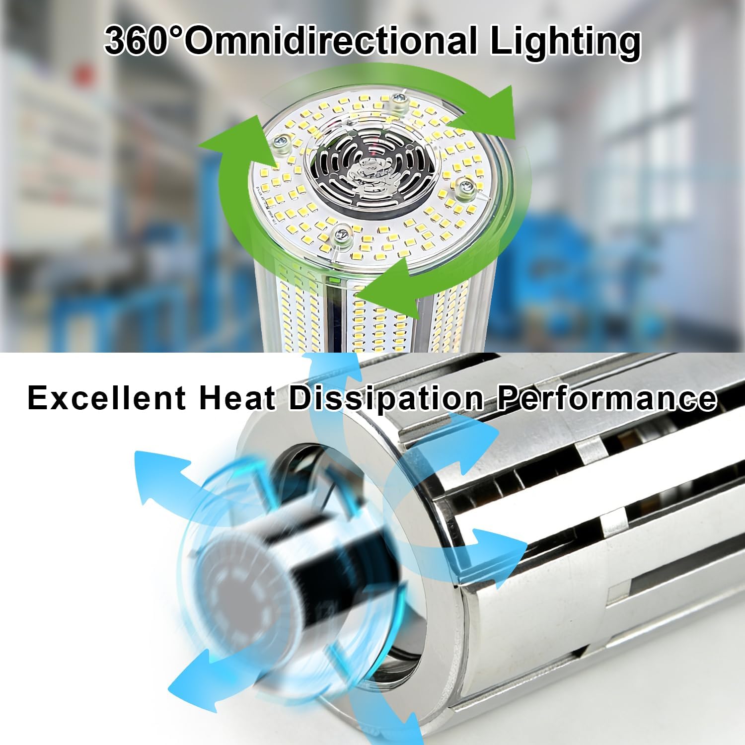 2 Pack 150W LED Corn Light Bulb 22500LM 5000K Daylight Super Bright LED Corn Bulbs, E26/E39 Base Light Bulb for Warehouse, Workshop, Garage, High Bay Indoor Outdoor Lighting