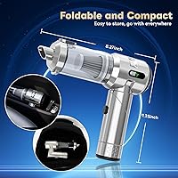 Vista 5 de 【Upgraded Version】Sycoodeal Car Vacuum Cleaner,Mini Portable Vacuum Cordless,25000PA Powerful Strong Cyclonic Suction USB Rechargeable Foldable