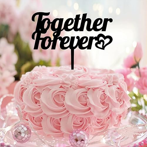 Miniatura 1 de Together Forever - Decoración para tartas de eucalipto de novia para ser, decoración de tarta de hojas y fecha establecida, nombre de familia,