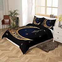 Vista 2 de feelyou - Juego de funda de edredón, diseño bohemio de mandala dorado; tamaños Gemelo, Completo, Queen y King; material de poliéster de microfibra