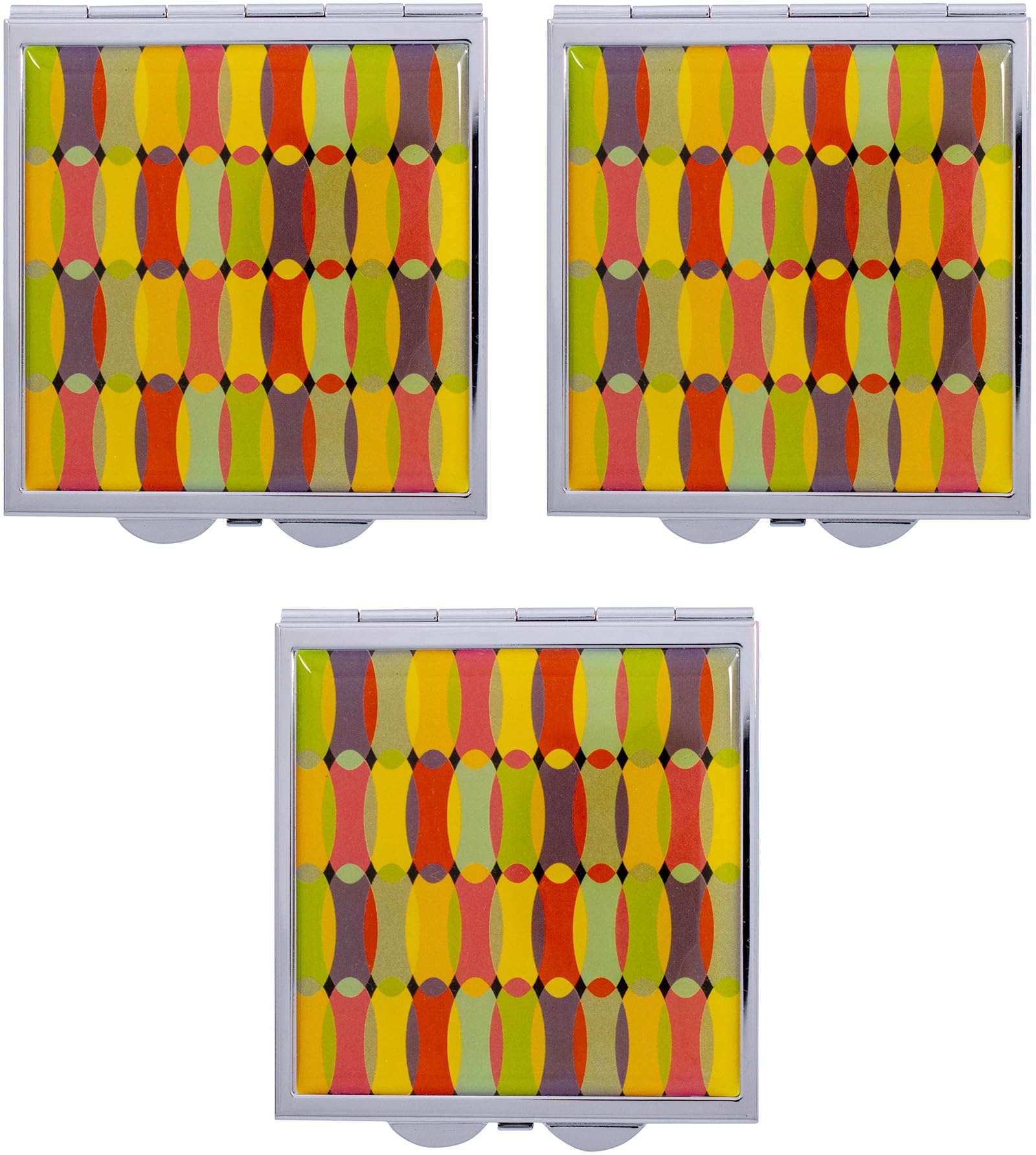 Stephanie Imports Set of 2 Rectangular Vintage Lipstick Cases With Glass Mirror (Silver Ripple)