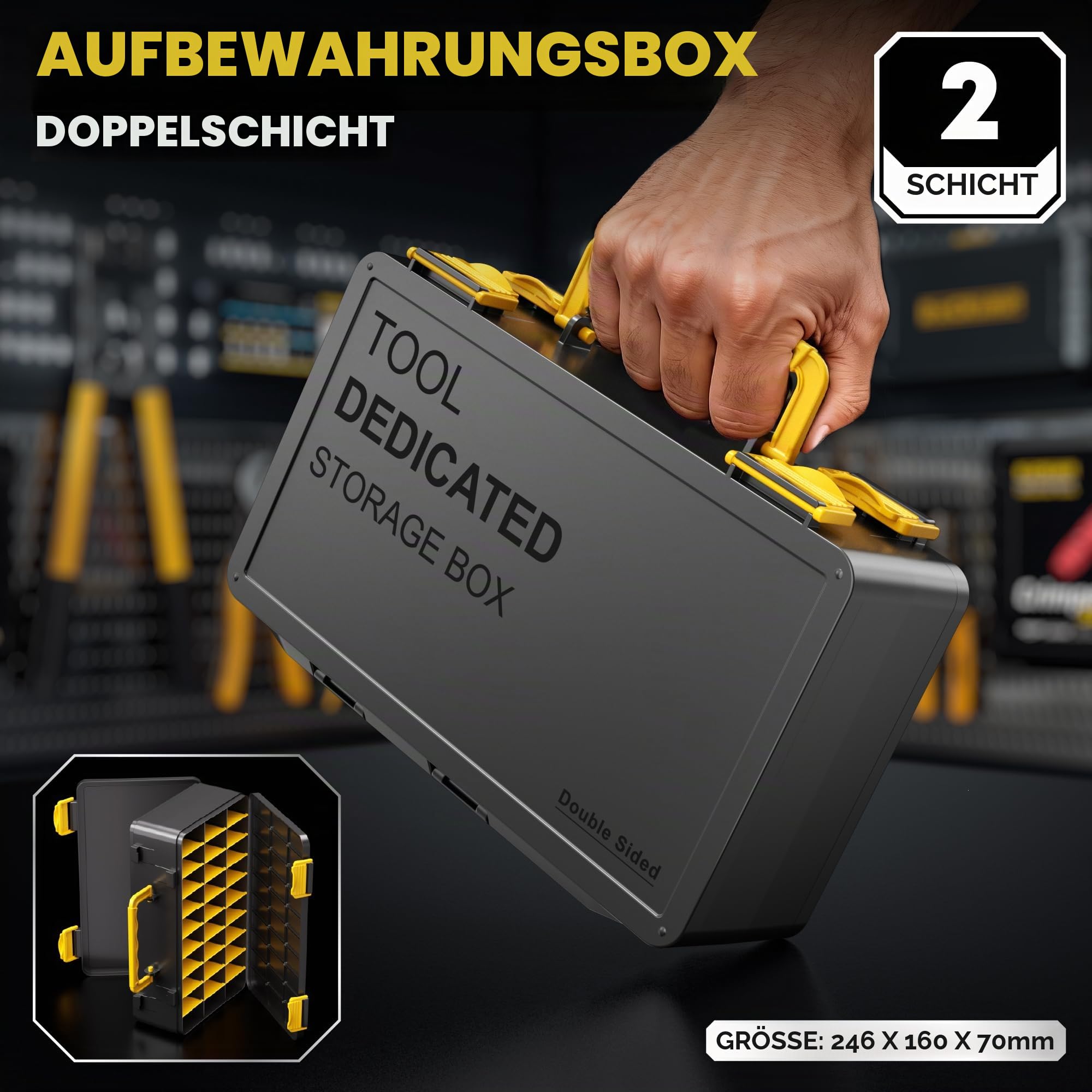 DxCRIMP Crimpzange Kabelschuhe Set, 0,34-6mm², 45 Arten isolierte Quetschverbinder und Ratschen-Kabelschuhzange - Ring-, Gabel-, Stift- und Flachsteckhülsen Sortiment - für Kfz, Haus & Elektrik