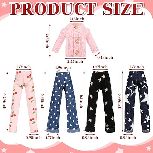 Miniatura 3 de Bencailor - Juego de 8 piezas de ropa de muñeca de 11.5 pulgadas, suéteres de algodón y pantalones de jean, accesorios para muñeca (cárdigan)