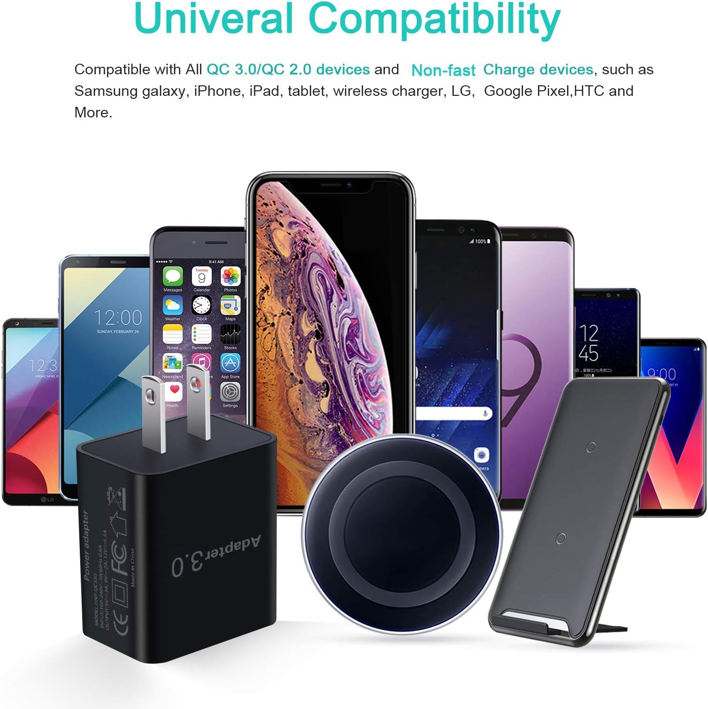 Fast Charge 3.0 Wall Charger, Besgoods [4Pack] 18W USB Fast Charging Block Compatible with iPhone 14 Pro Max 13 12 11 X XR Wireless Charger Galaxy Android Phones Black Black White White image 7 of 7 B07QK6JSKV