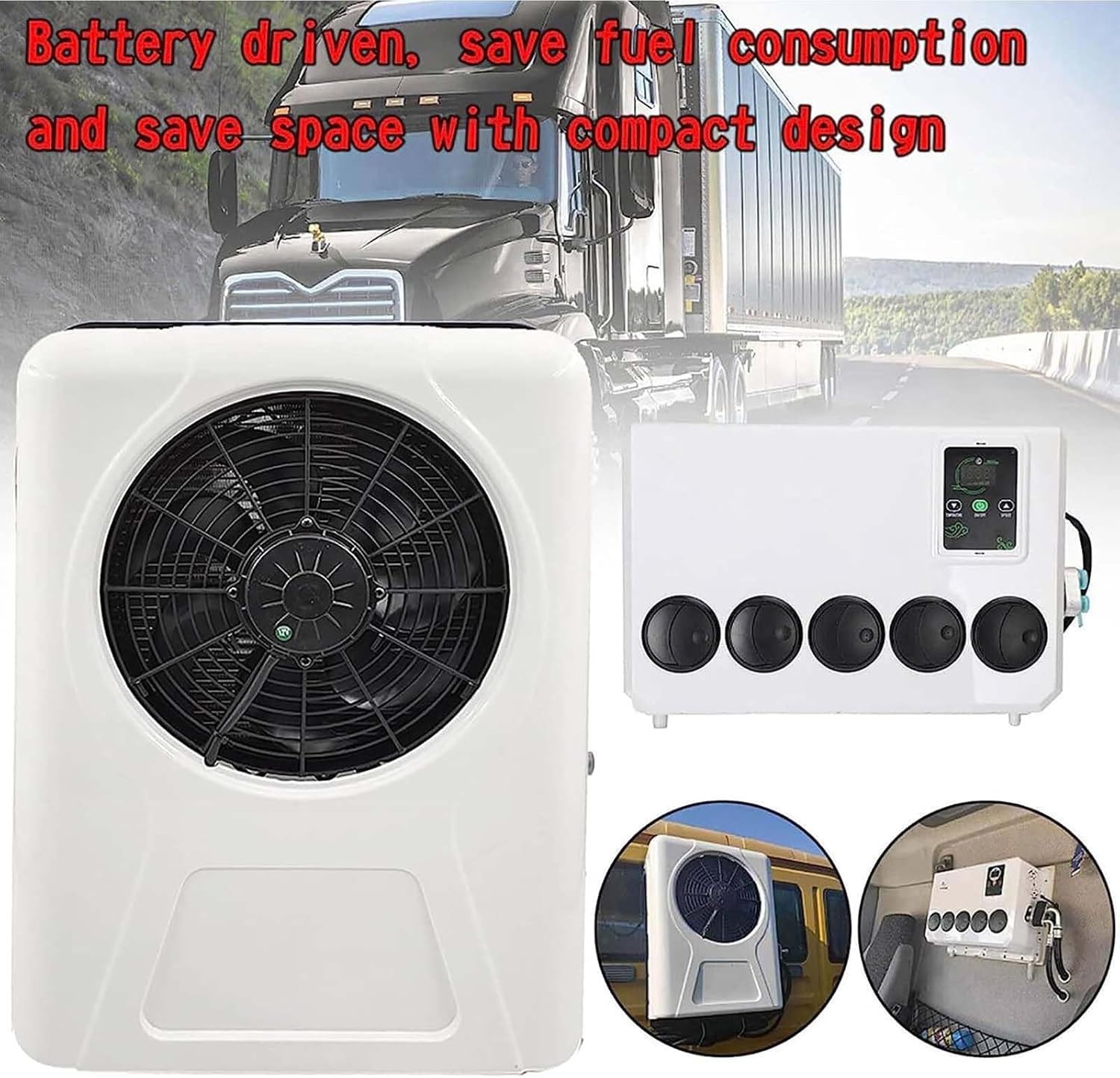 12V 24V Air Conditioner Electric Truck Rv Rooftop Air Conditioner Camper Air Conditioner Rv Ac Unit Cooling Only for Rvstrucks Excavators Farm Vehicles Cranes Vans,24V