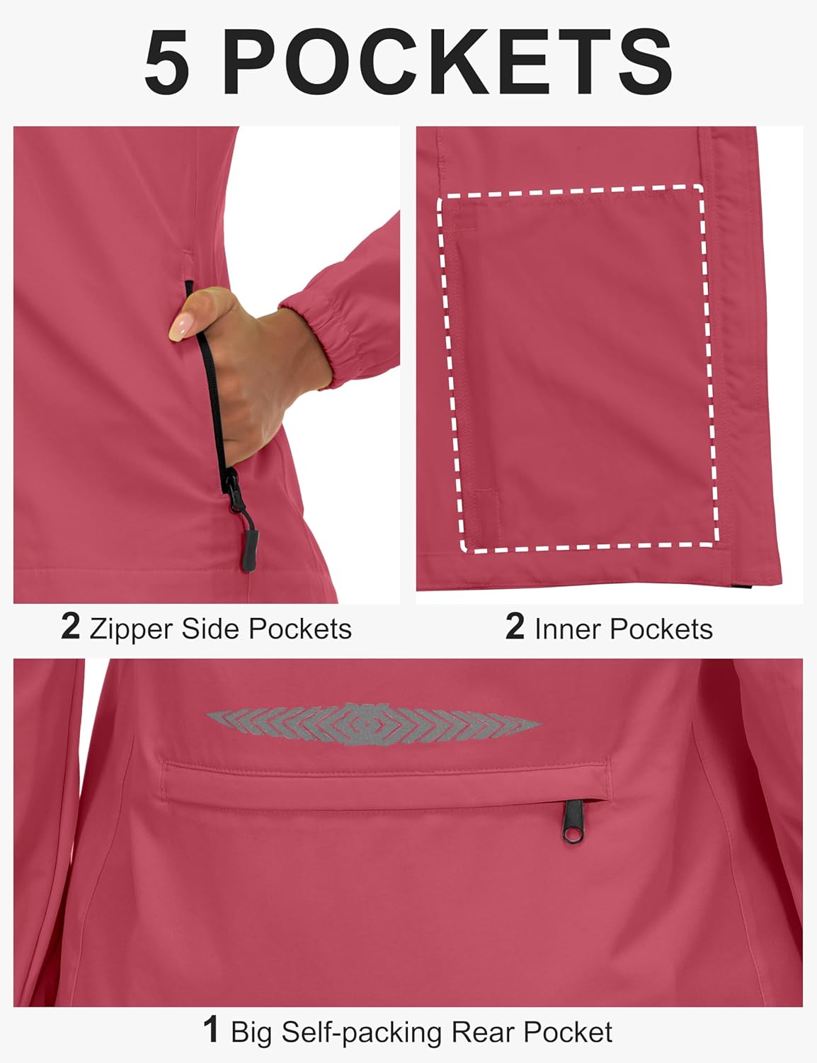 Little Donkey Andy Women's Lightweight Waterproof Cycling Jacket with Removable Sleeves for Biking Running Golf - Image 6