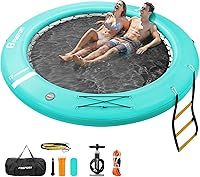 Vista 1 de FBSPORT Inflatable Water Hammock Round Floating Ring, 10/8/6ft Inflatable Dock Floating Platform for Lake W/Cupholder, Sun Float Chill Raft Float