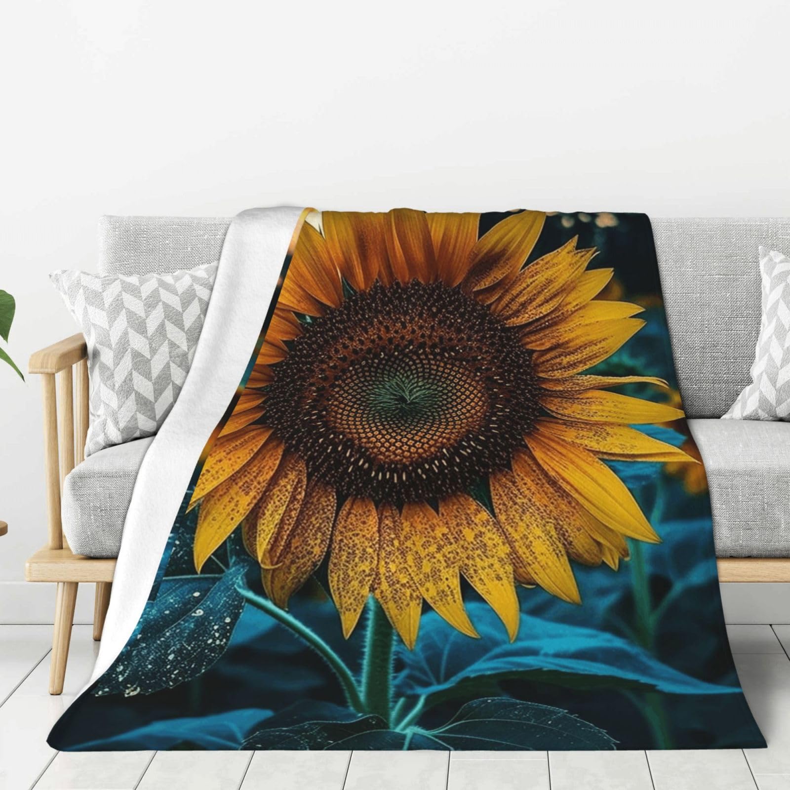 The Most Beautiful Sunflower Throw Blanket Plush Flannel Fleece Blanket, Soft Lightweight Cozy Blankets 40"X30" for Bed Couch Sofa Travel