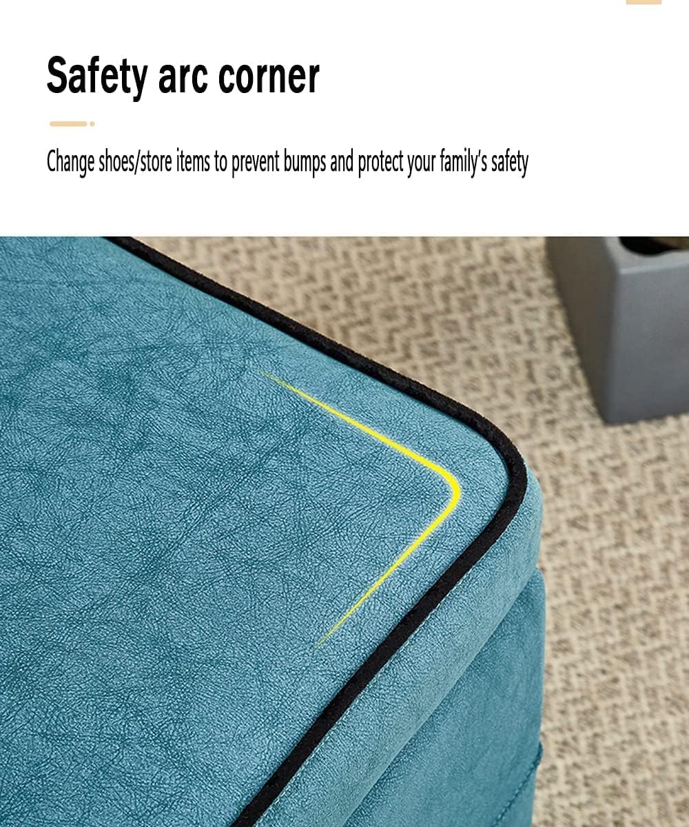 Fireproof Folding Storage Stool, Upholstered Engineered Fabric Bench Seat, 39.4" Storage Box, Wrought Iron Frame, Household Shoe Changing Stool, Ot